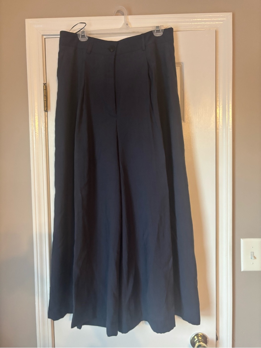 Zara Navy Wide-Leg Trousers
